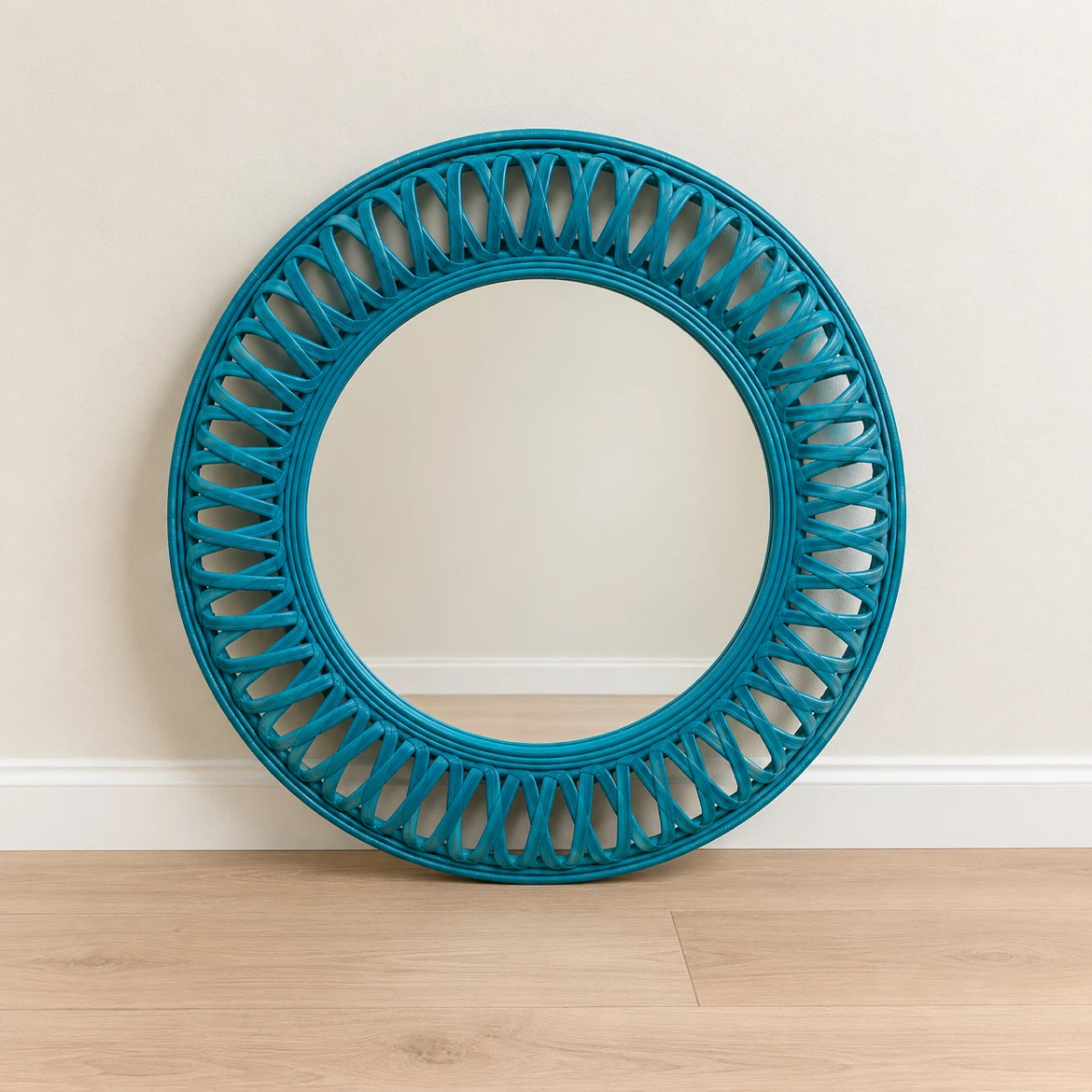 Decorative Blue Round Wall Mirror