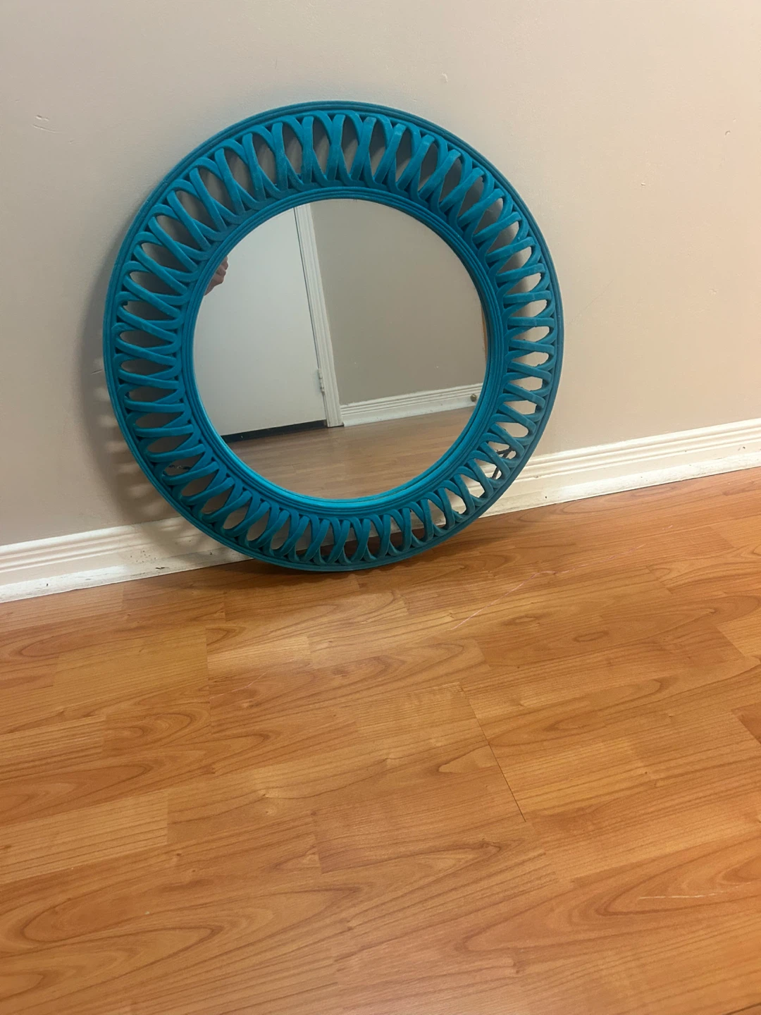 Decorative Blue Round Wall Mirror - photo 2