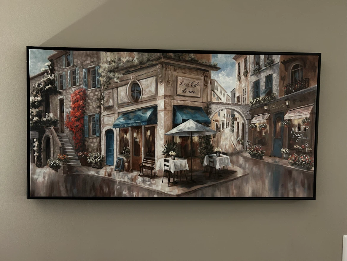 Large Le Cafe Street Scene Canvas Wall Art