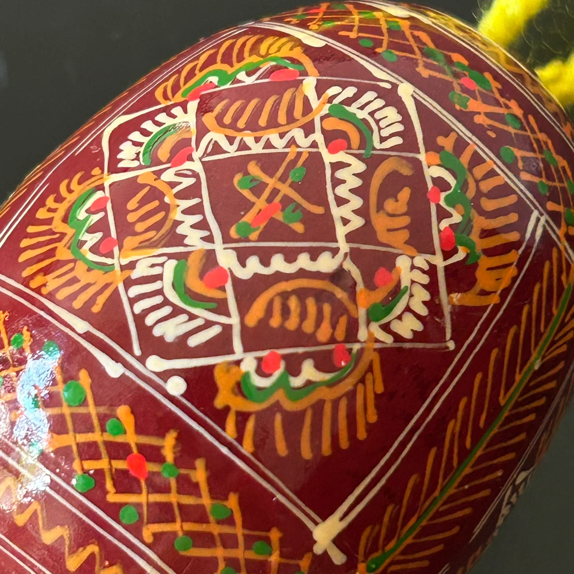 Hand-Painted Ukrainian Pysanka-Style Wooden Egg