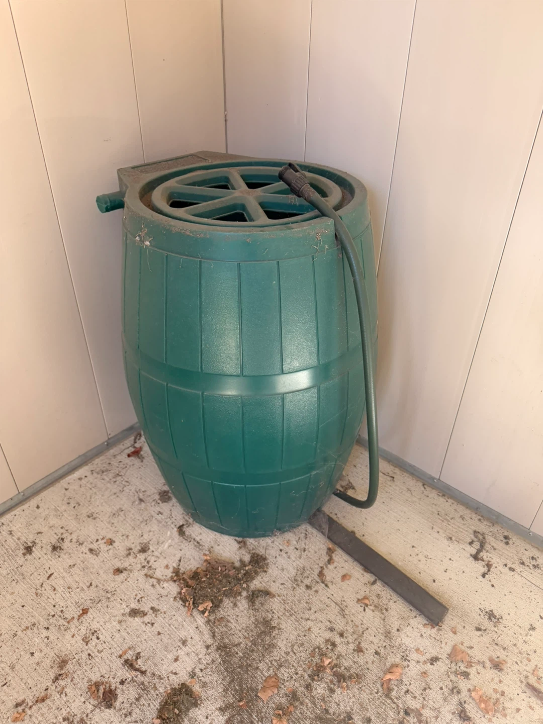 Green Plastic Rain Barrel