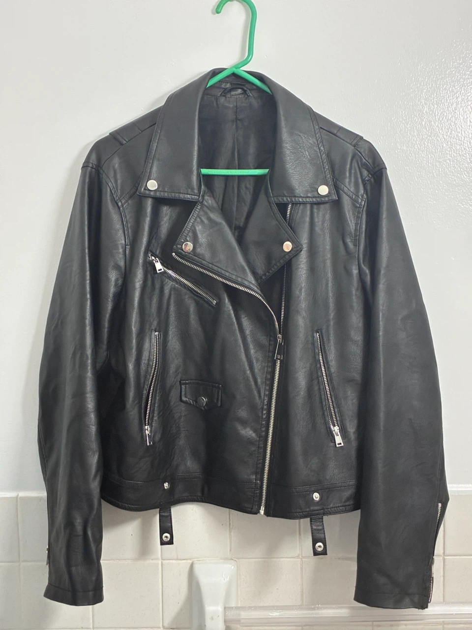 Black Faux Leather Moto Jacket