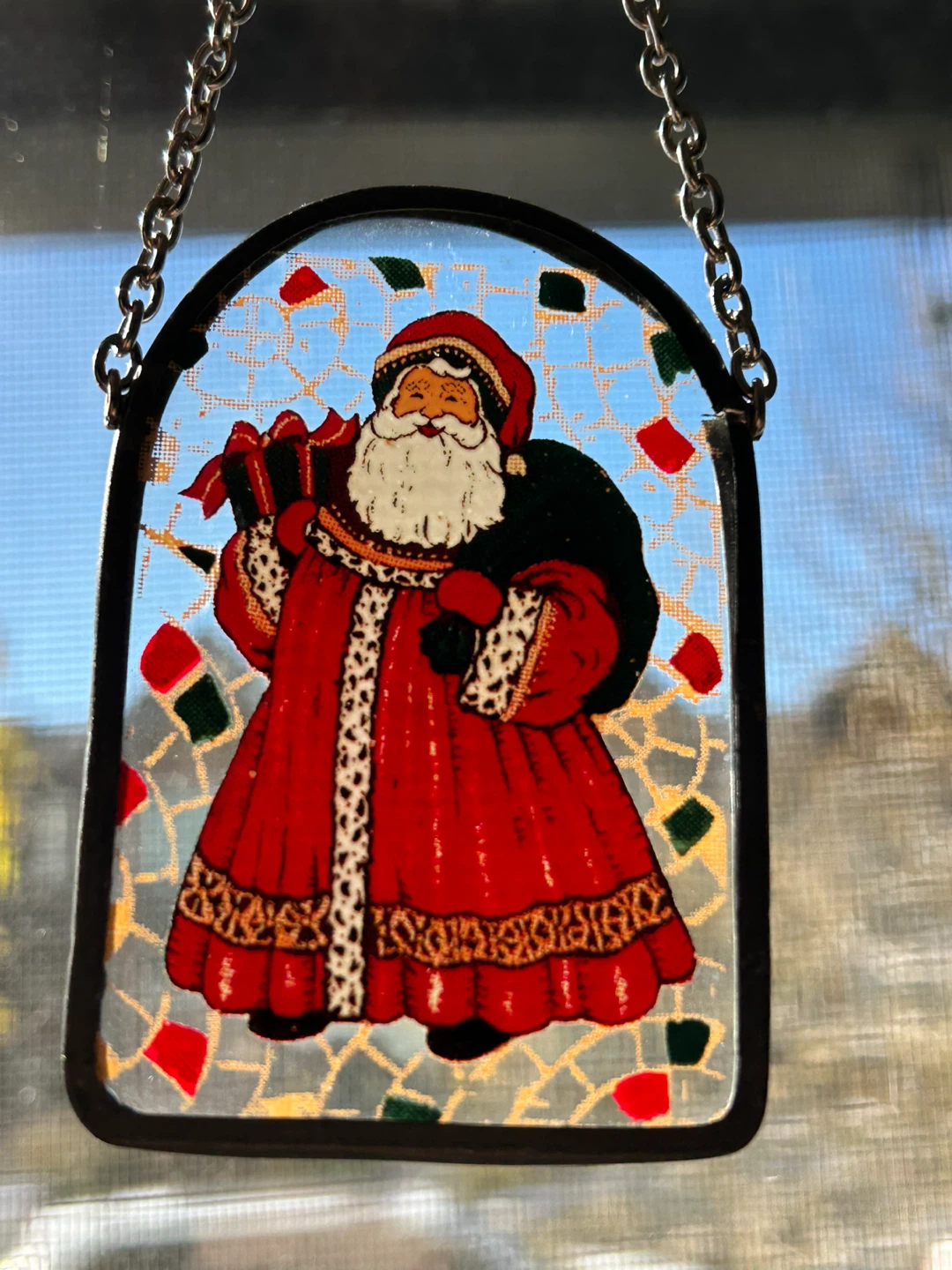 Vintage Santa Claus Glass Mini Suncatcher
