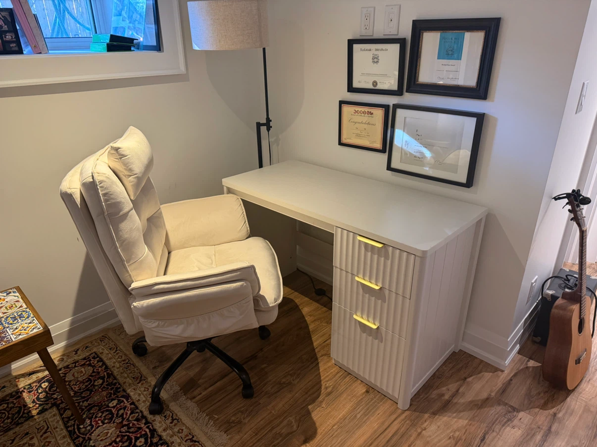 White desk with filing cabinet - photo 4