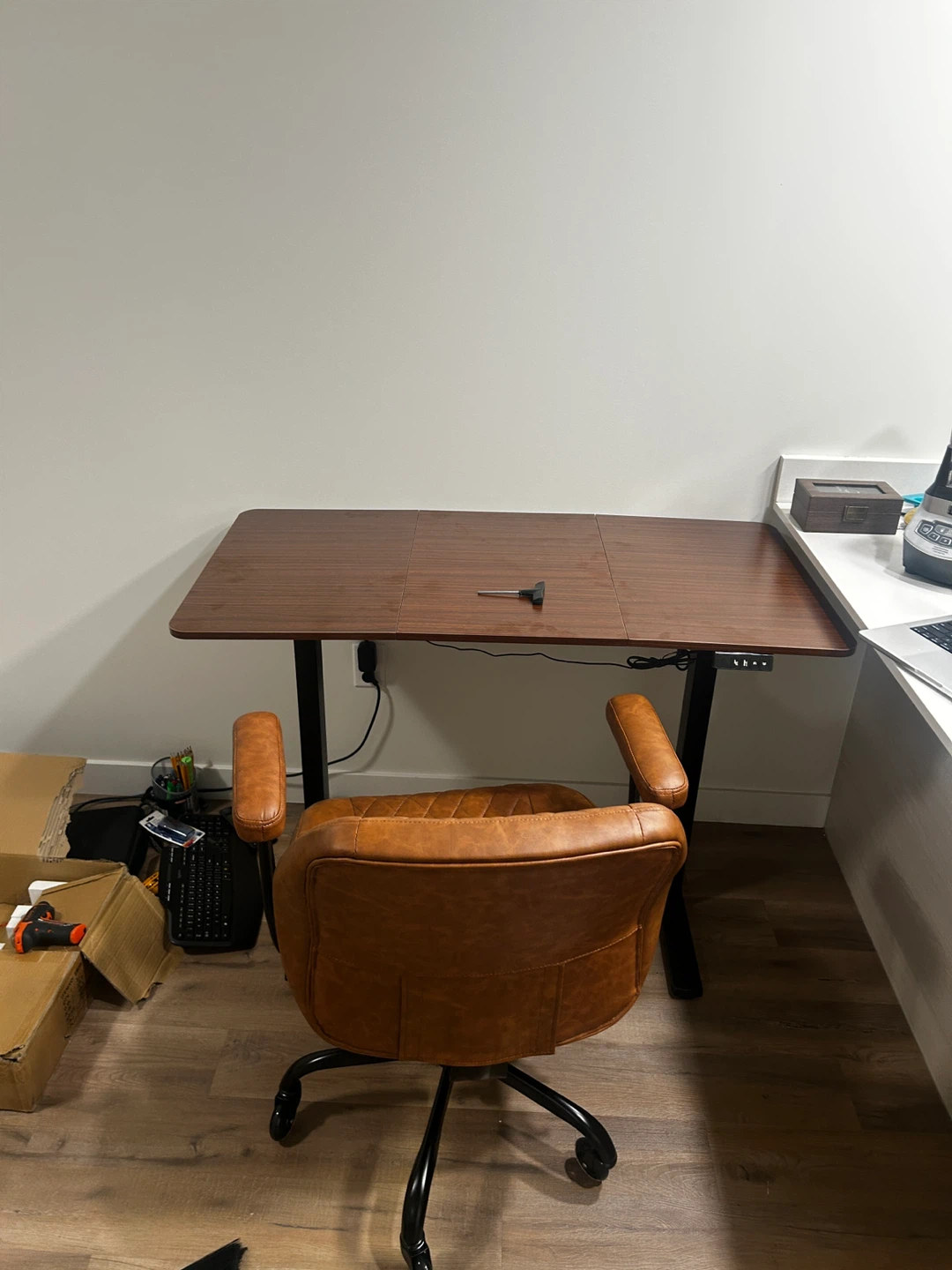 Brown Faux Leather Office Chair - photo 3