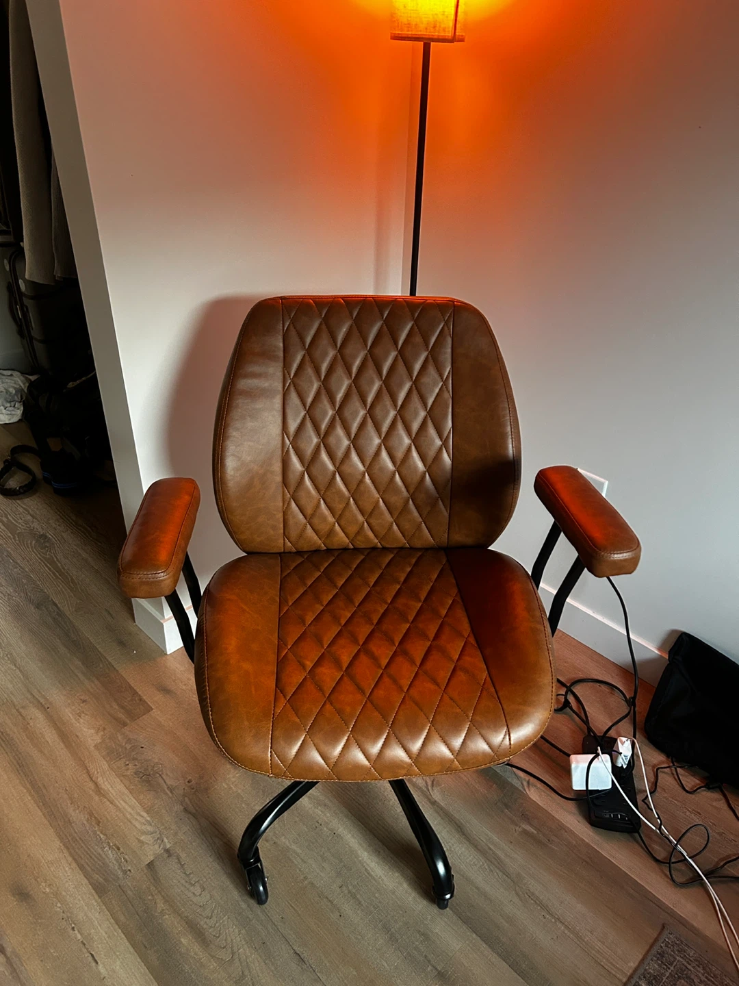 Brown Faux Leather Office Chair - photo 4