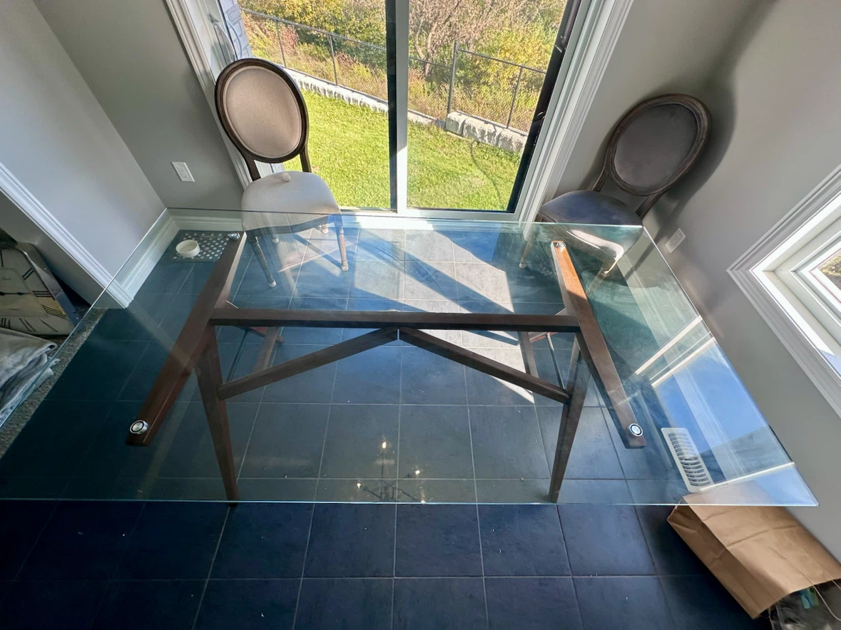 Glass dining table