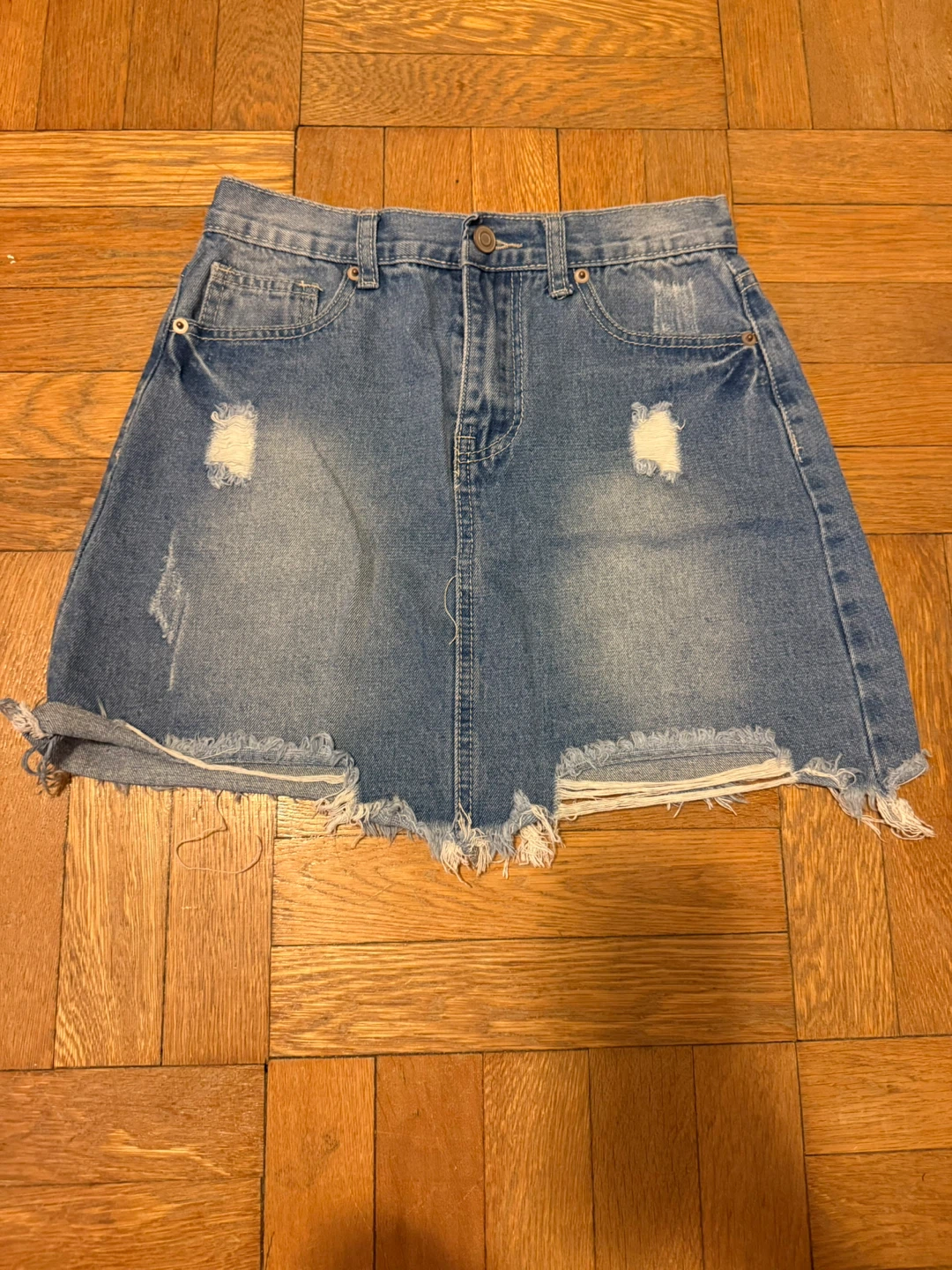 Denimwear Distressed Jean Skirt Size S