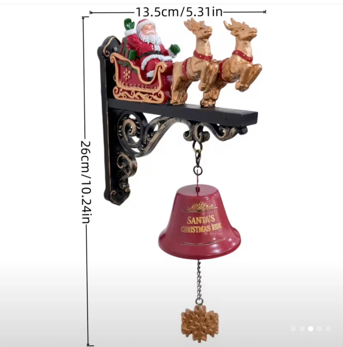 Metal Santa's Christmas Ride Wall Bell Decor - photo 2