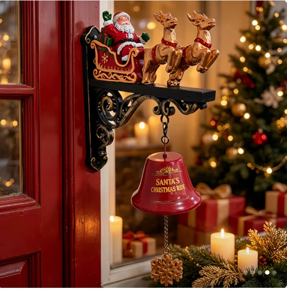 Metal Santa's Christmas Ride Wall Bell Decor - photo 4