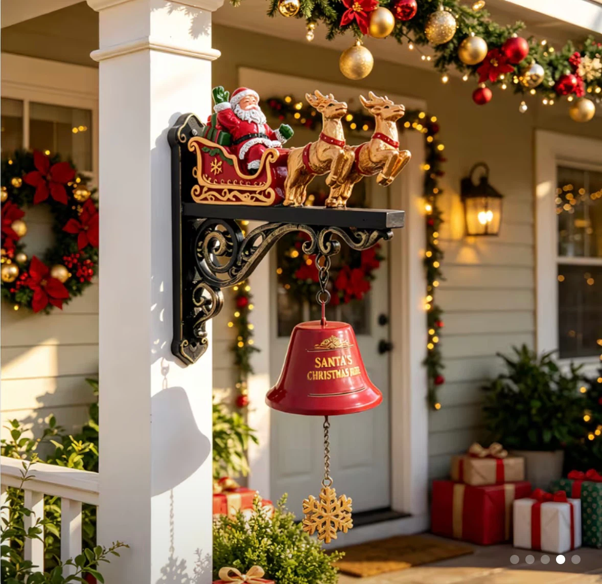 Metal Santa's Christmas Ride Wall Bell Decor - photo 5