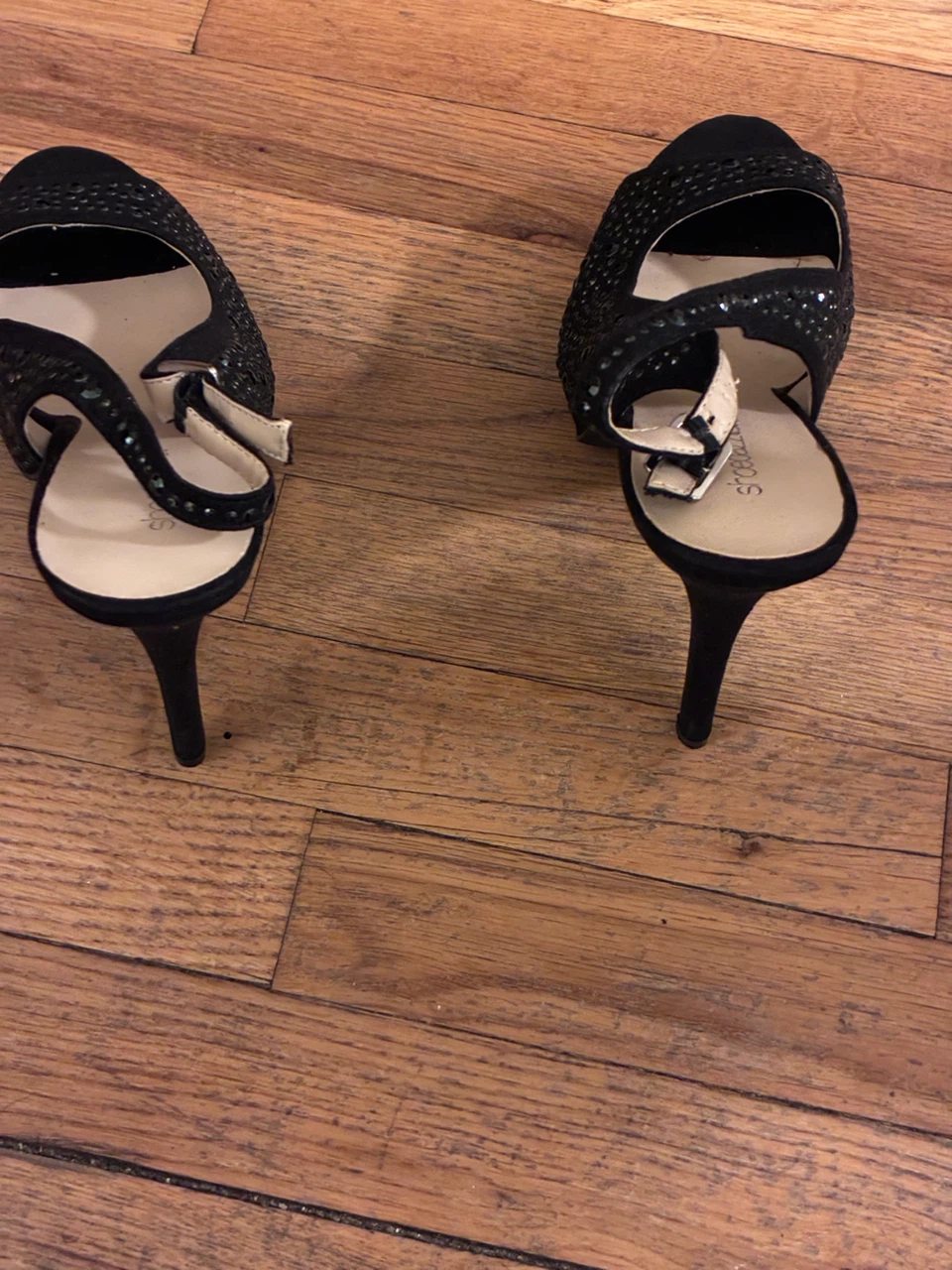 ShoeDazzle Black Rhinestone Peep-Toe Heels Size 11 - photo 2