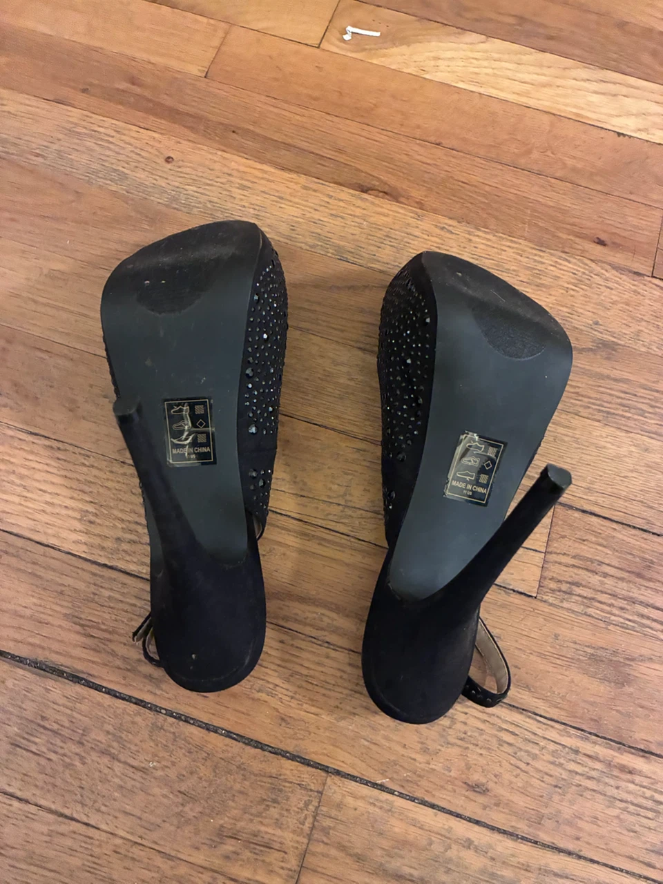 ShoeDazzle Black Rhinestone Peep-Toe Heels Size 11 - photo 3