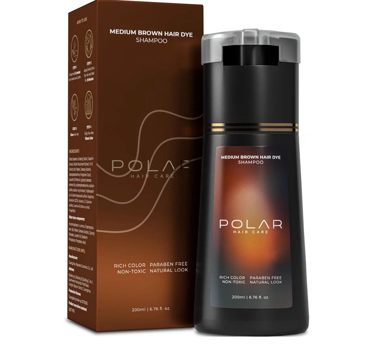 New Polar Hair Care Medium Brown Hair Dye Shampoo