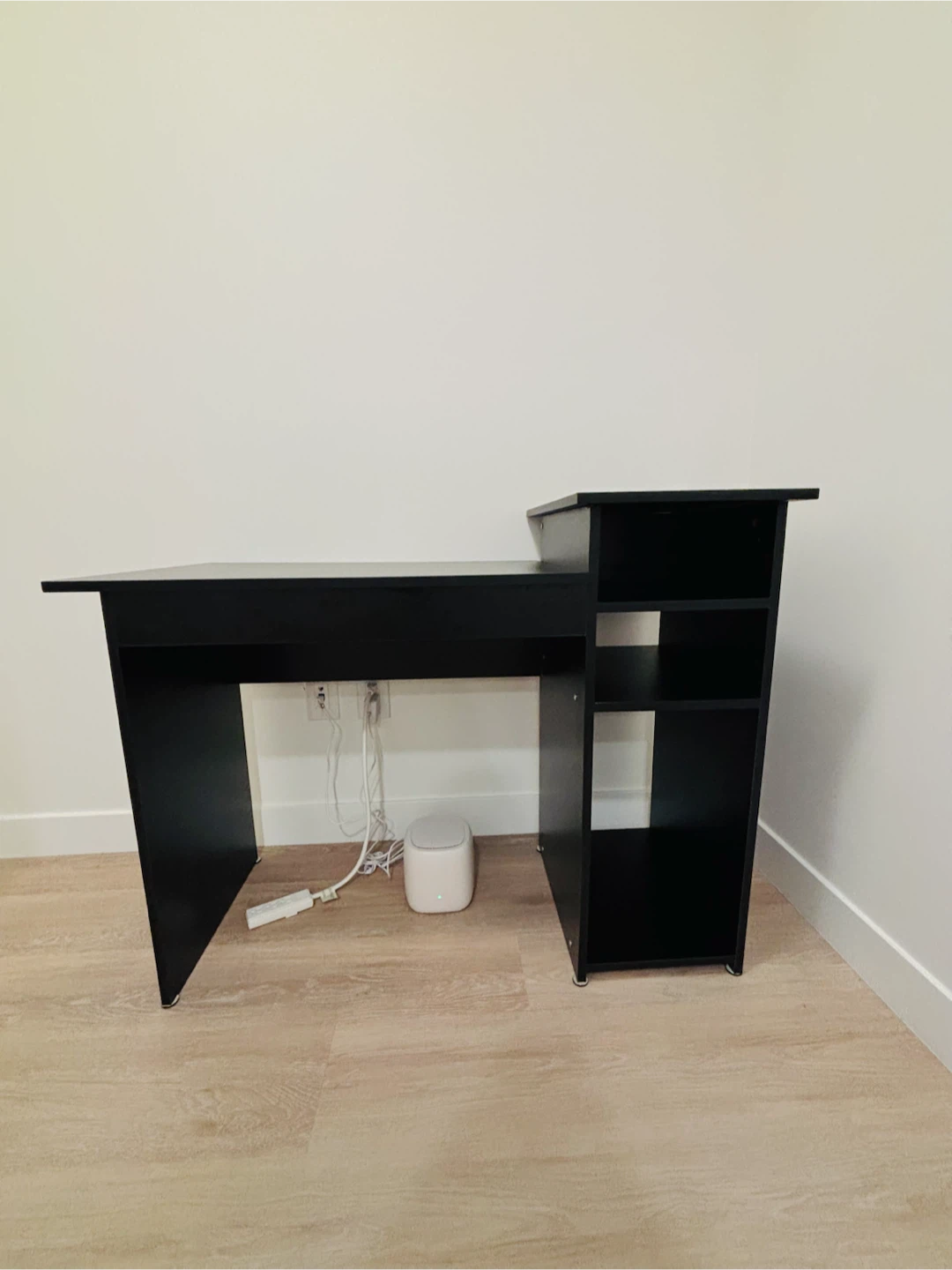 Black Computer Desk with Storage Shelves