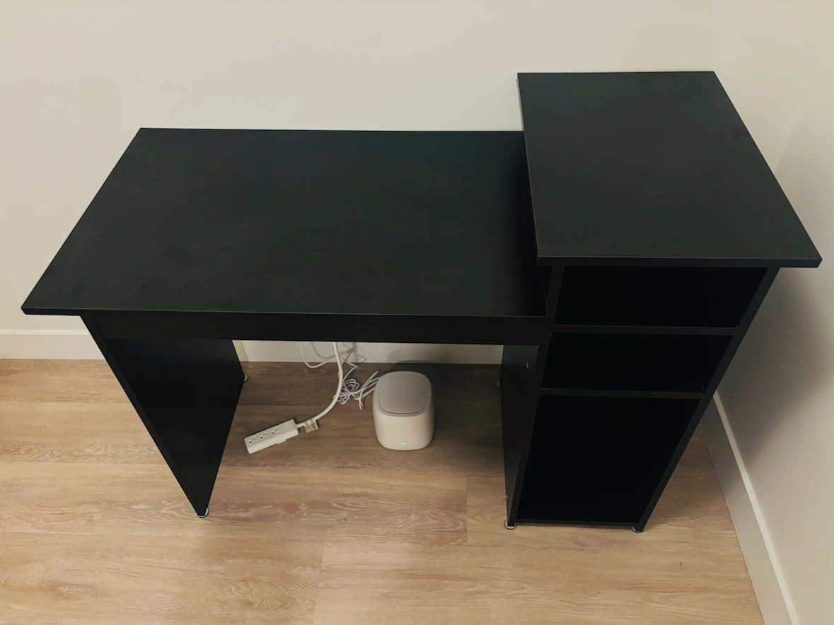 Black Computer Desk with Storage Shelves - photo 2