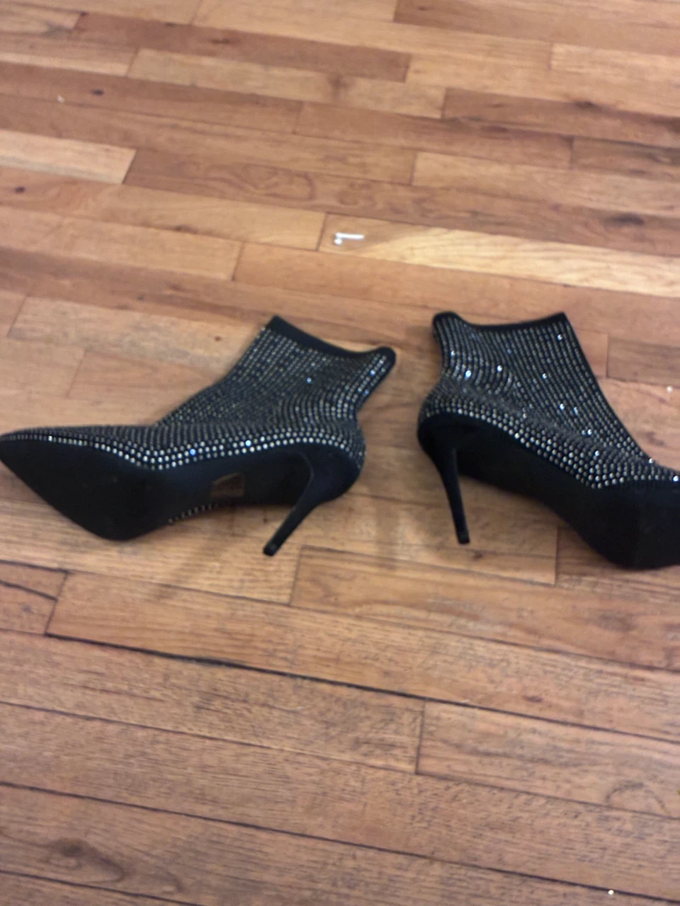 Black Rhinestone Stiletto Ankle Boots - photo 3