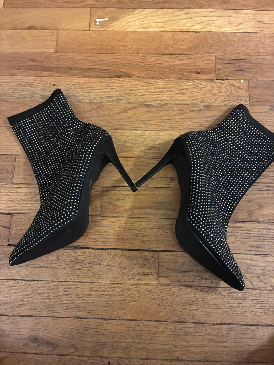 Black Rhinestone Stiletto Ankle Boots - photo 4