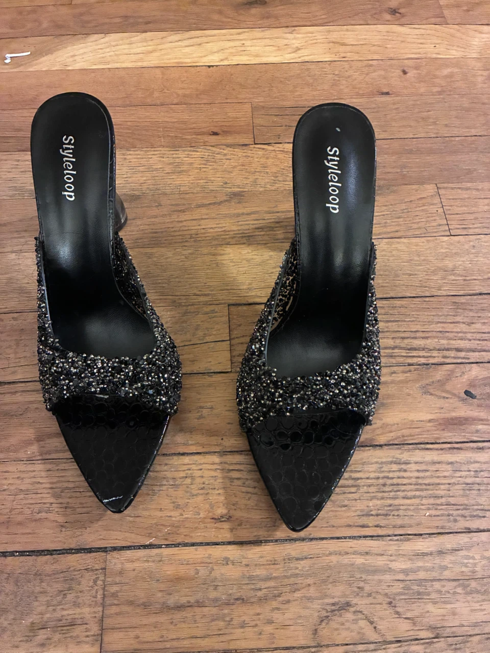 Styleloop black embellished mule heels