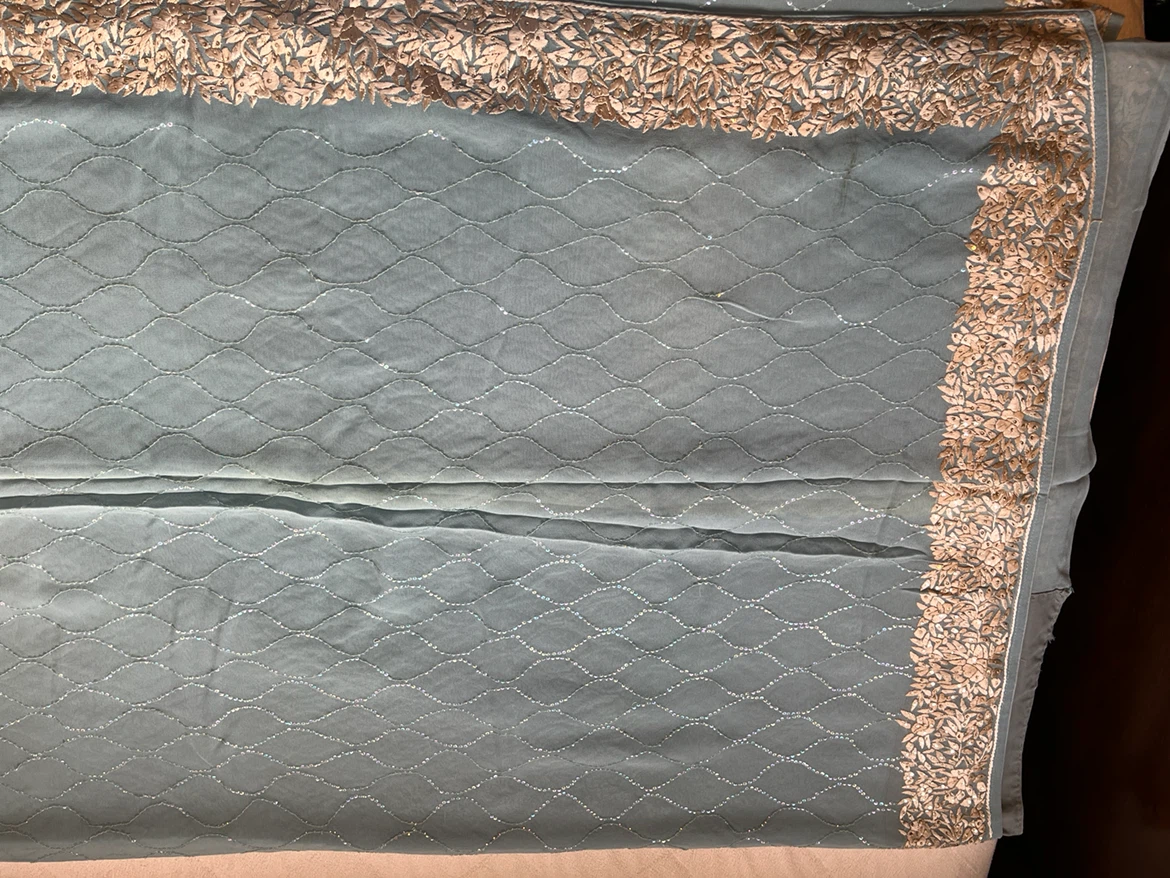 Embroidered Sage Green Saree
