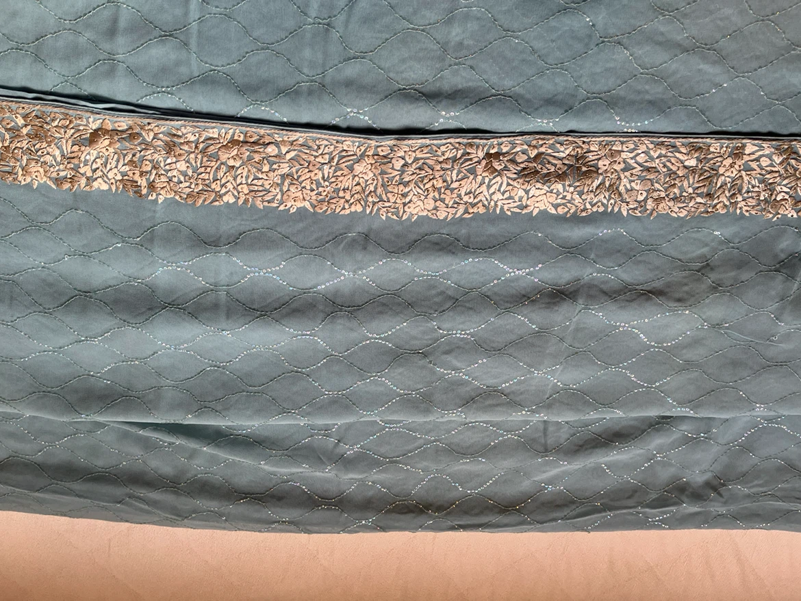 Embroidered Sage Green Saree - photo 3