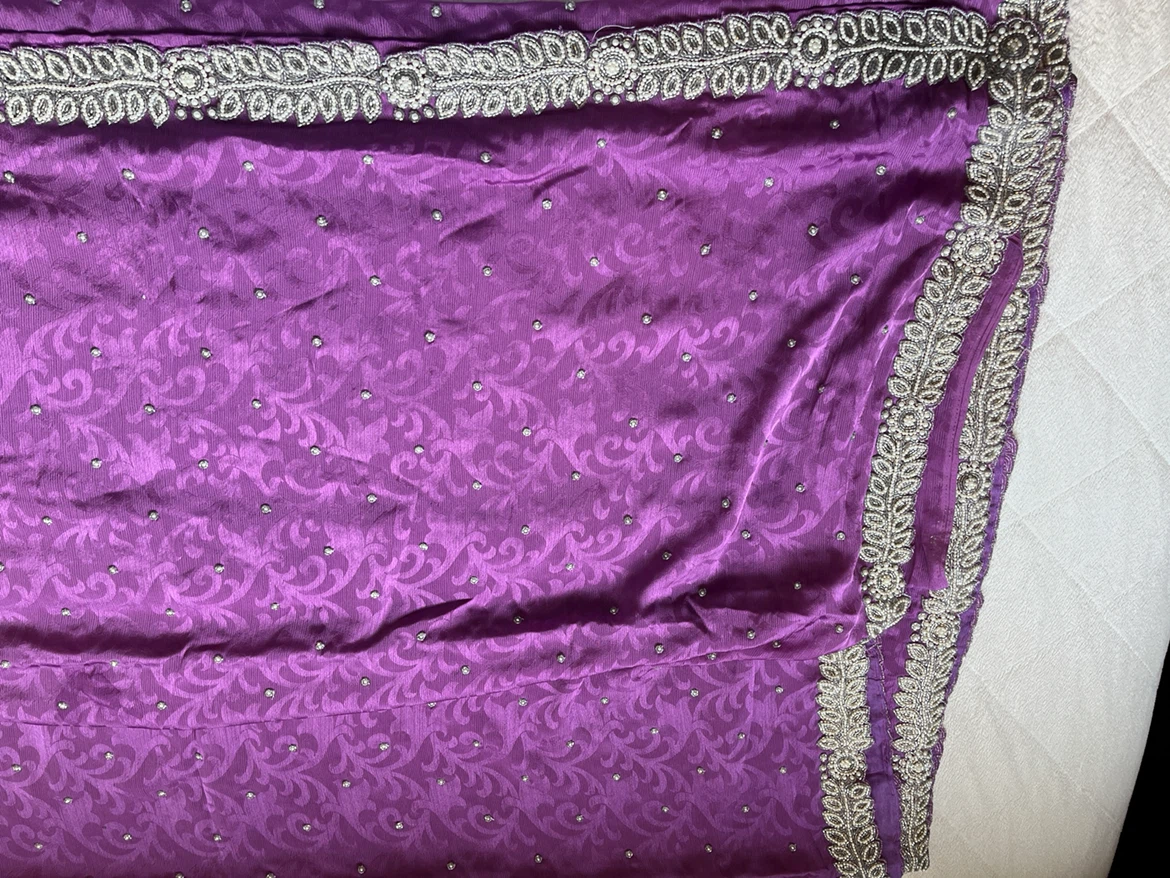 Purple Embellished  Saree