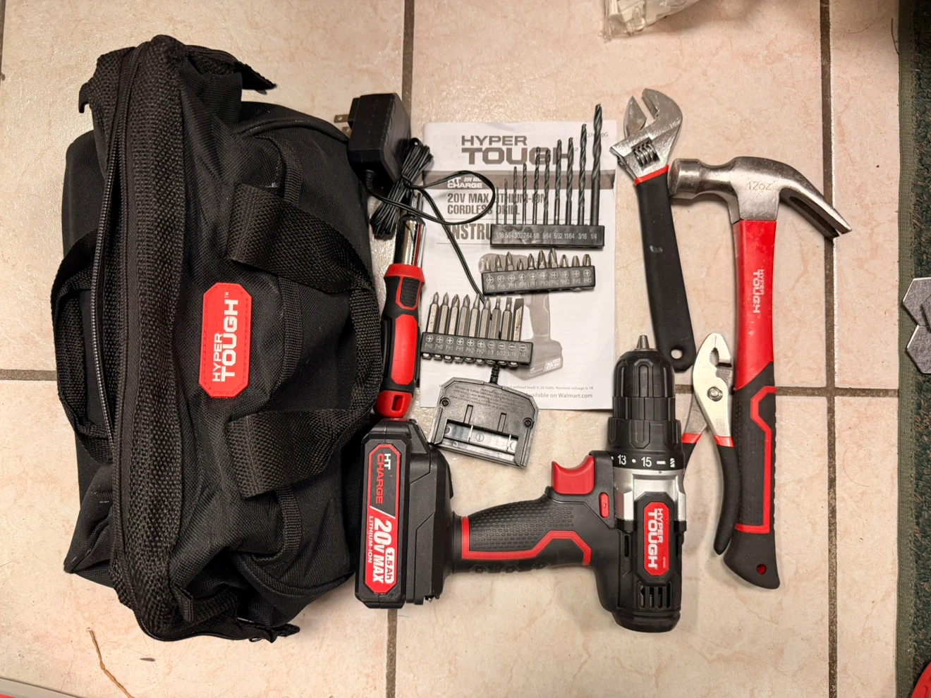 Hyper Tough 20V Max Cordless Drill and Tool Set