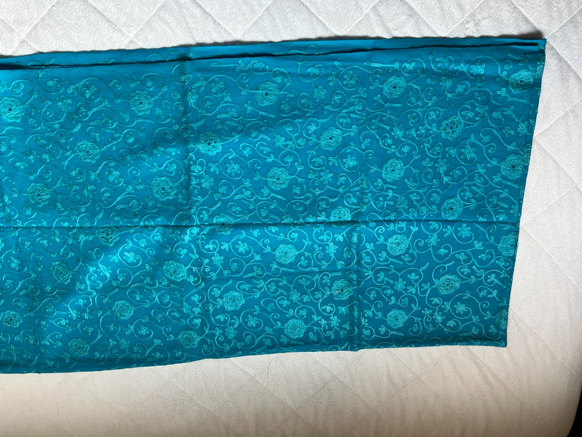 Teal Embroidered Shawl - photo 2
