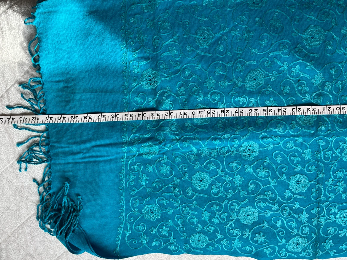 Teal Embroidered Shawl - photo 4