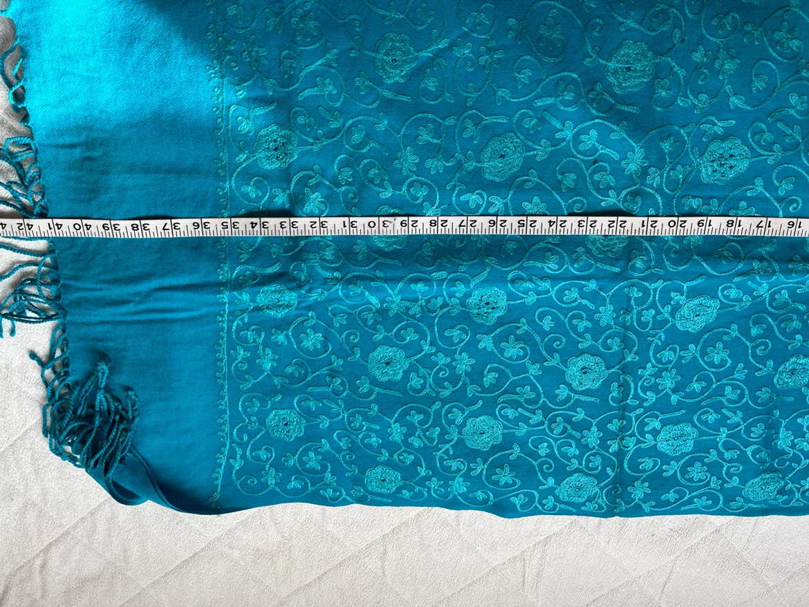 Teal Embroidered Shawl - photo 5