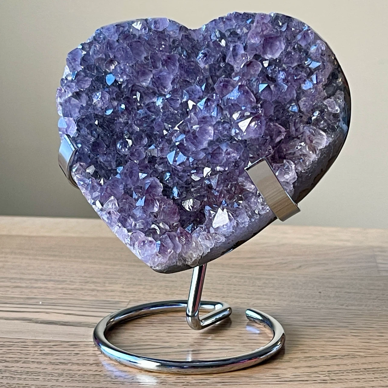 Heart shape Amethyst cluster (4” x 4.5”)
