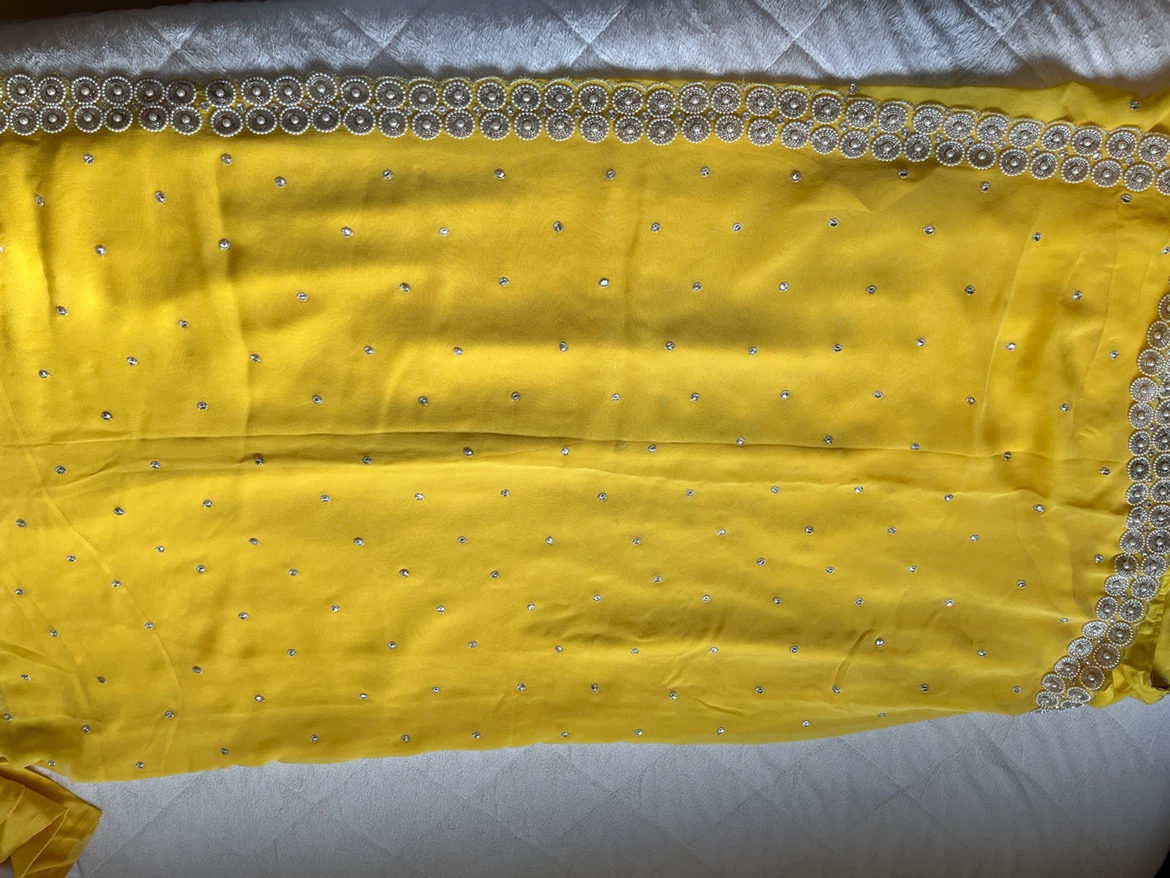 Yellow Saree with Embellished Border
