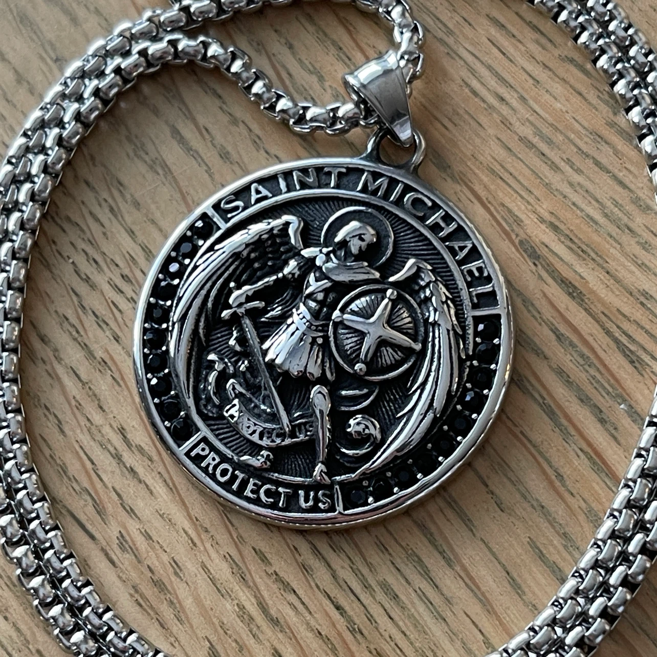 Saint Michael stainless steel necklace