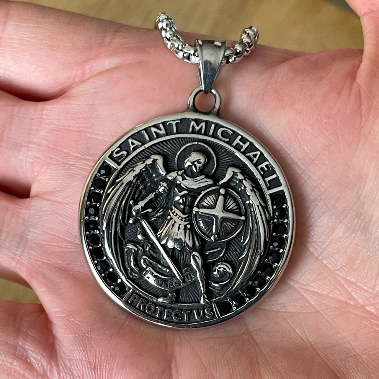 Saint Michael stainless steel necklace - photo 3