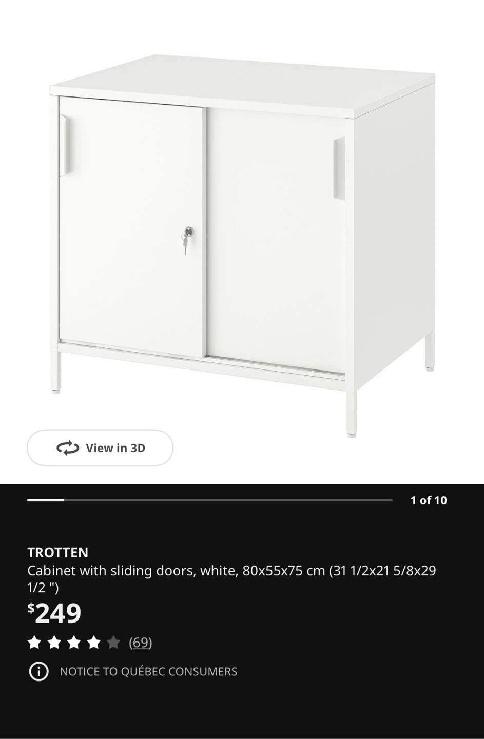 IKEA TROTTEN Locking Metal Cabinet / Storage - $35 - photo 2