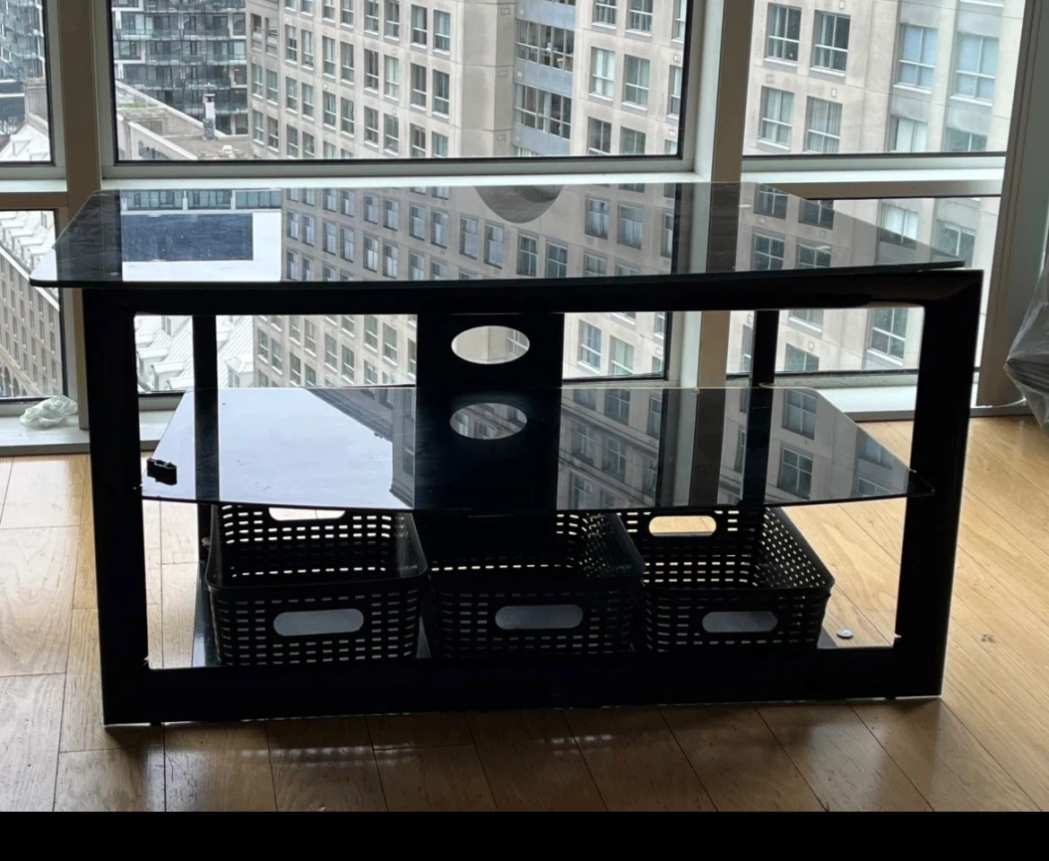 Black Glass TV Stand
