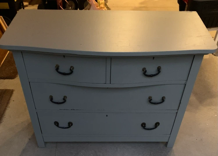 Grey Wooden Three-Drawer Dresser