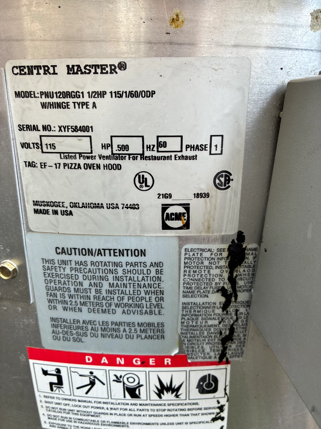 Centri Master Restaurant Exhaust Fan PNU120RGG1 - photo 4