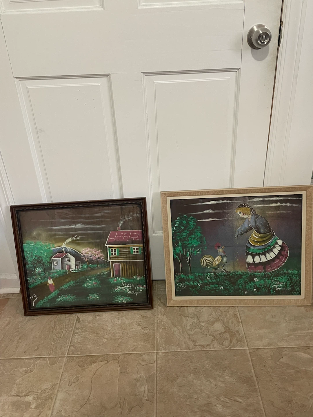 Vintage Csergo Budapest Framed Oil Paintings