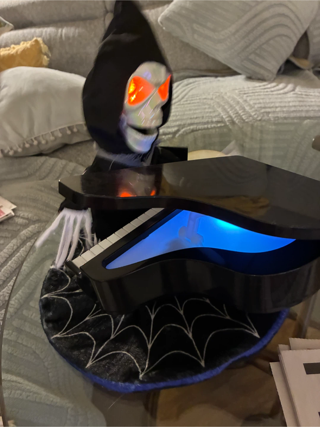 Animated Halloween Grim Reaper Playing Piano