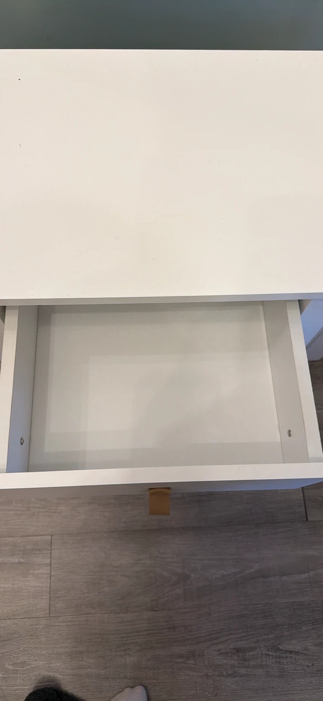 White Nightstand with Leather Handle - photo 3