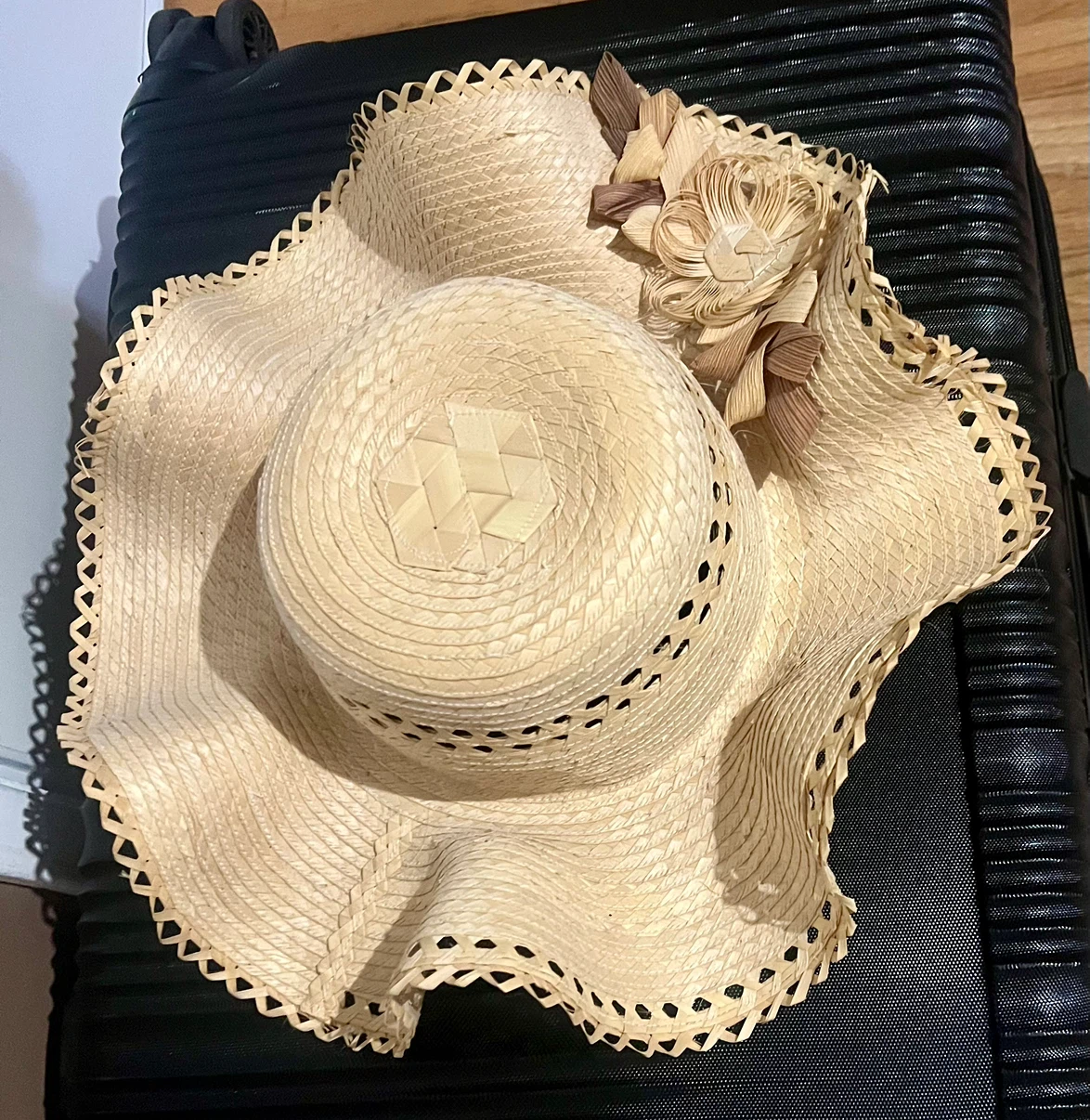 Natural Straw Sun Hat with Flower Detail