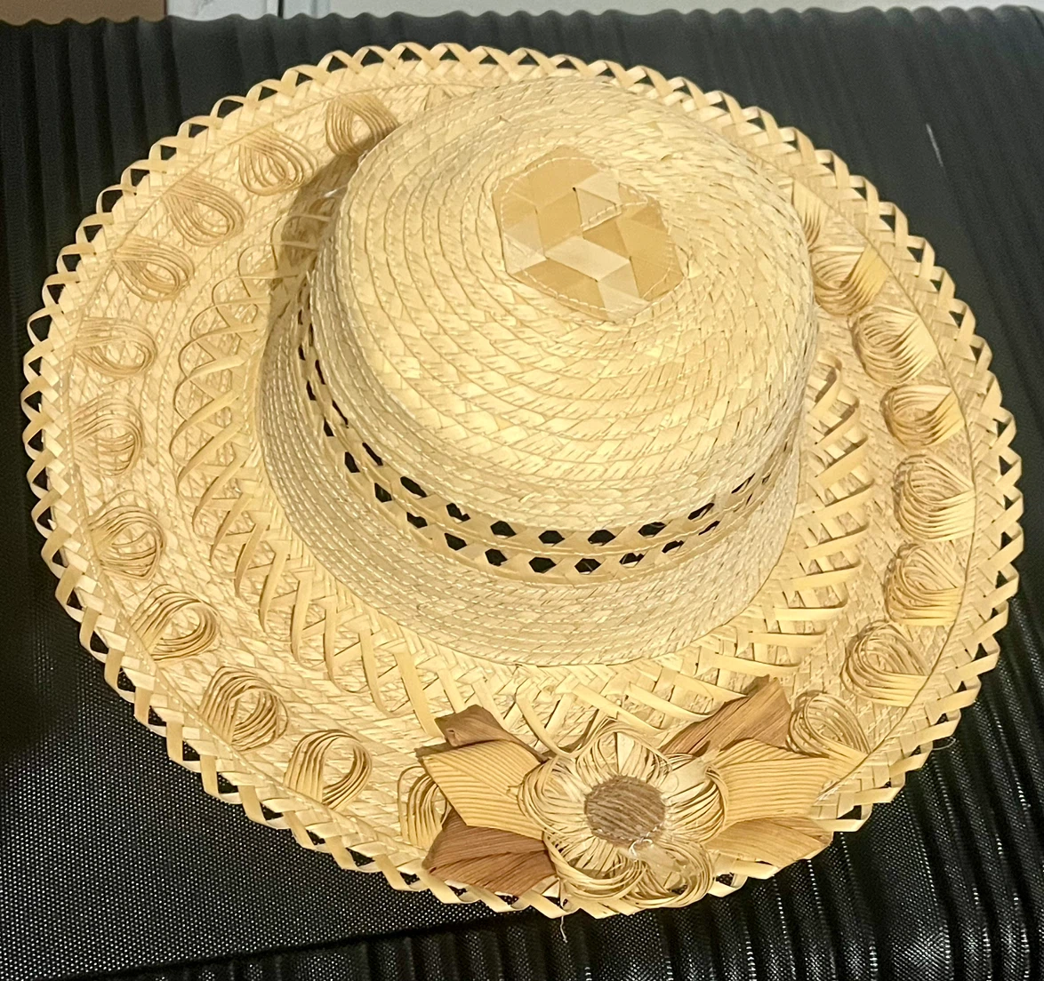 Woven Straw Hat with Floral Detail - photo 2