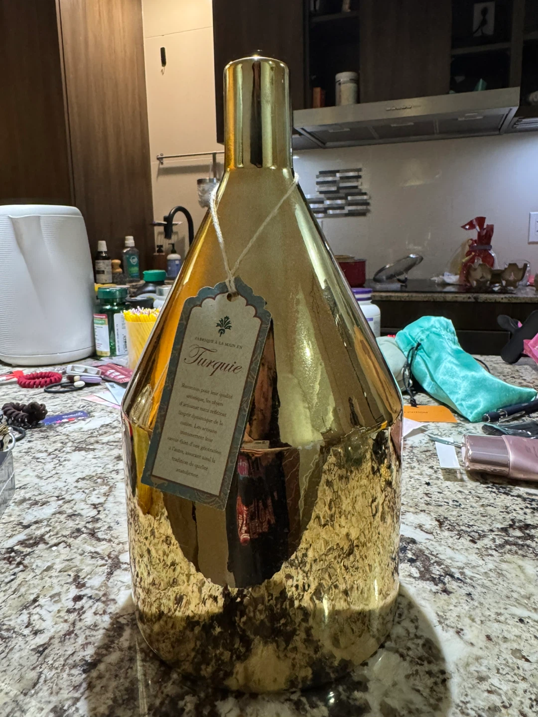 Handcrafted Turkish Golden Vase