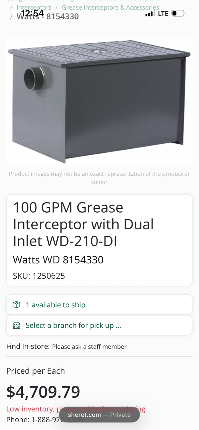 Watts 100 GPM Grease Interceptor WD-210-DI - photo 4