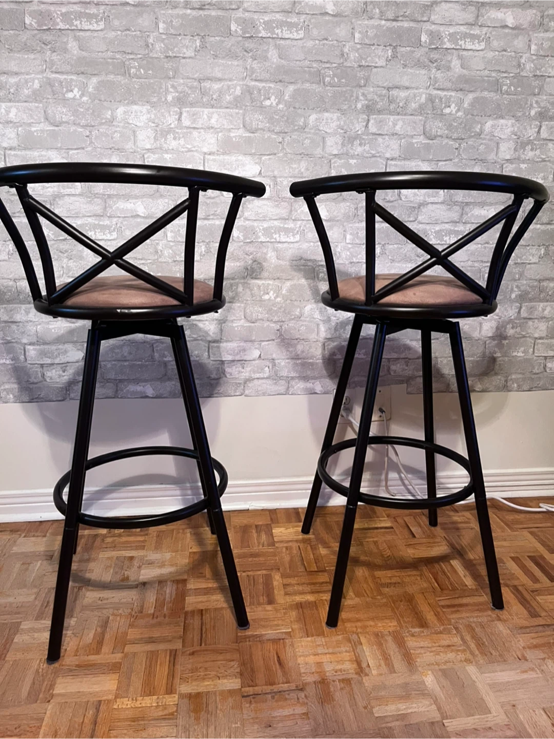 Two espresso coloured  Bar Stools ( swivel!) - photo 3