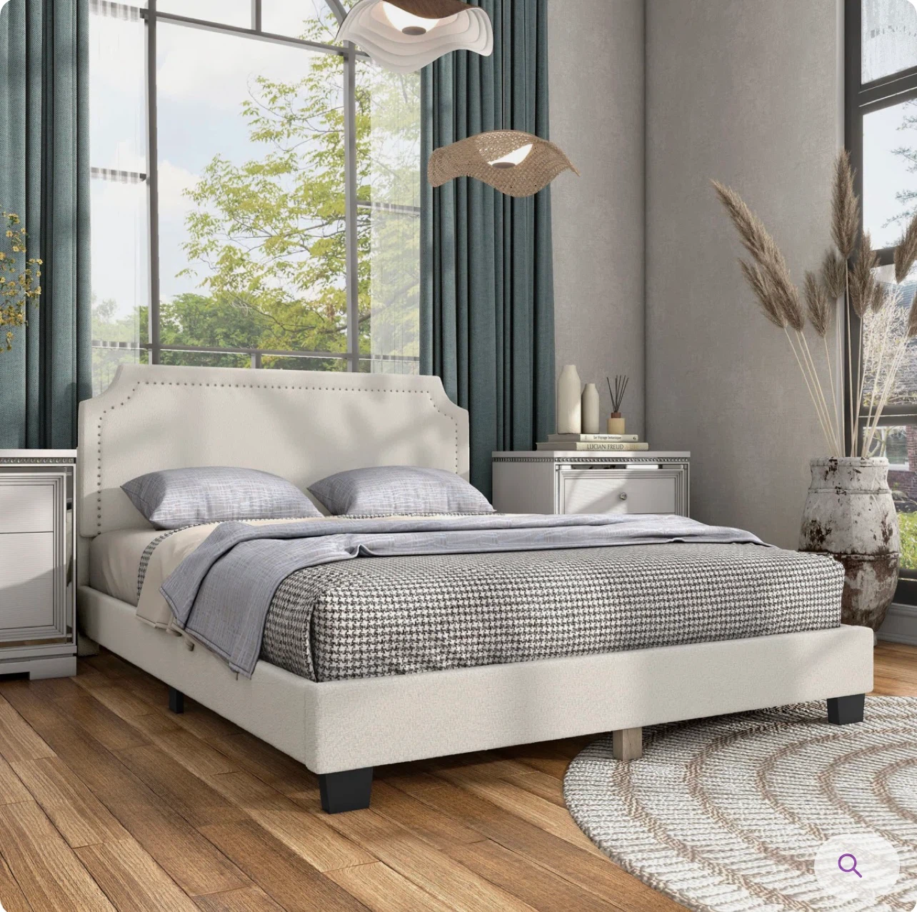 Grey Queen Upholstered Bed Frame