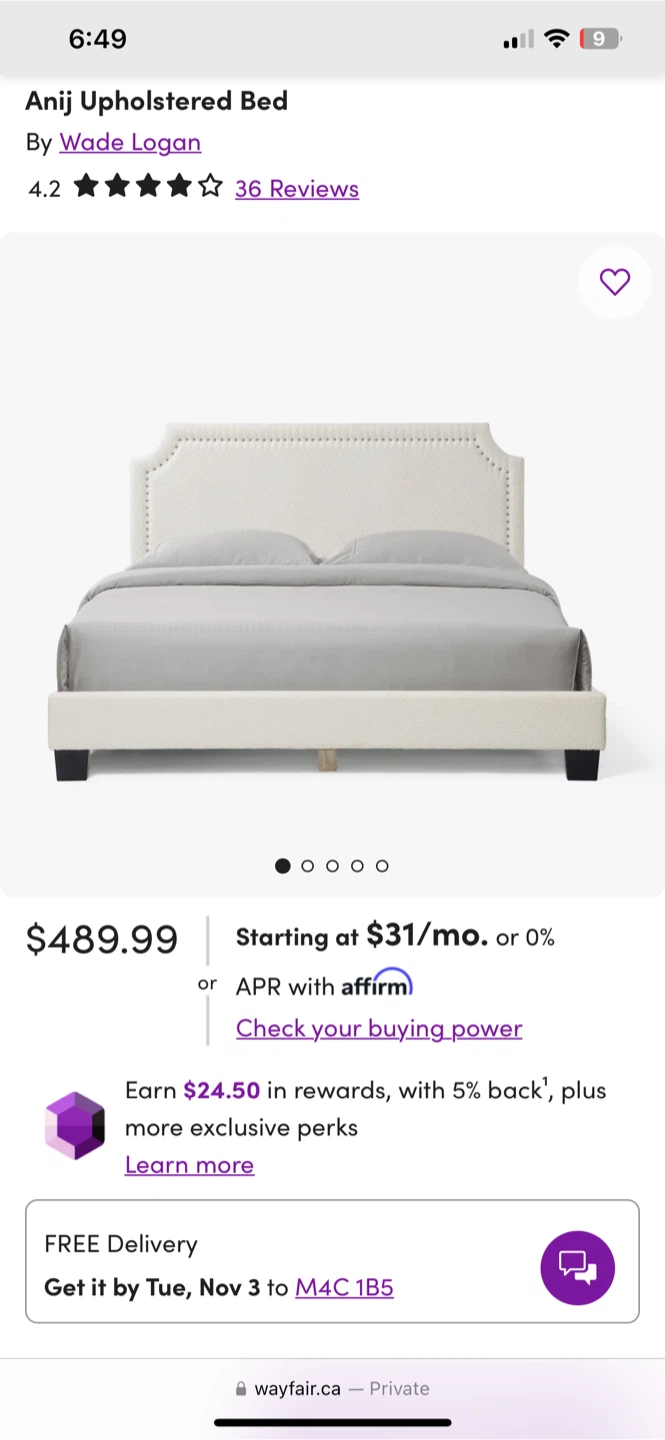 Grey Queen Upholstered Bed Frame - photo 2