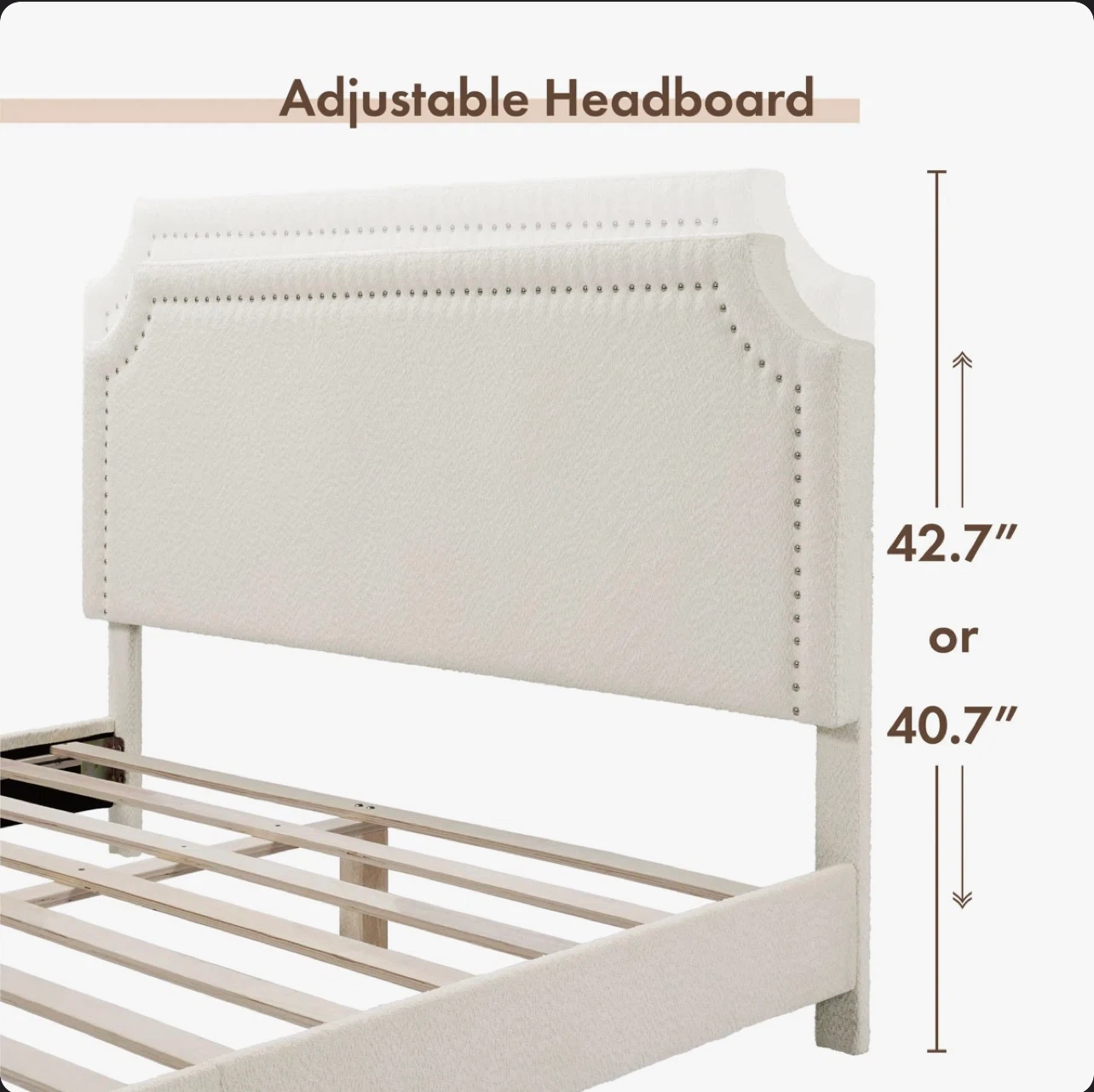 Grey Queen Upholstered Bed Frame - photo 3