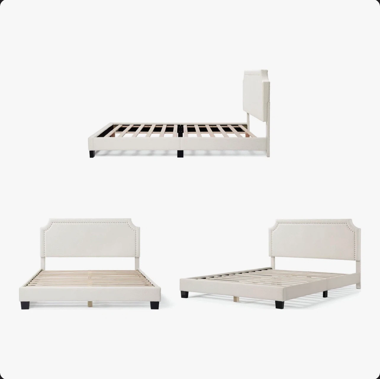 Grey Queen Upholstered Bed Frame - photo 4